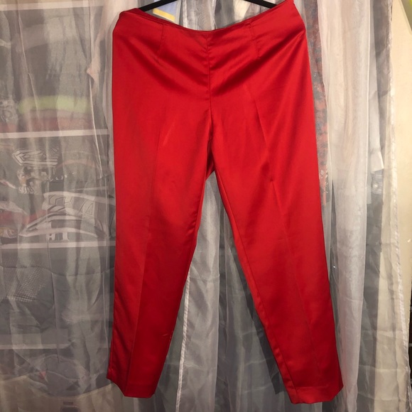 Red Satin Dress Pants - Picture 2 of 5